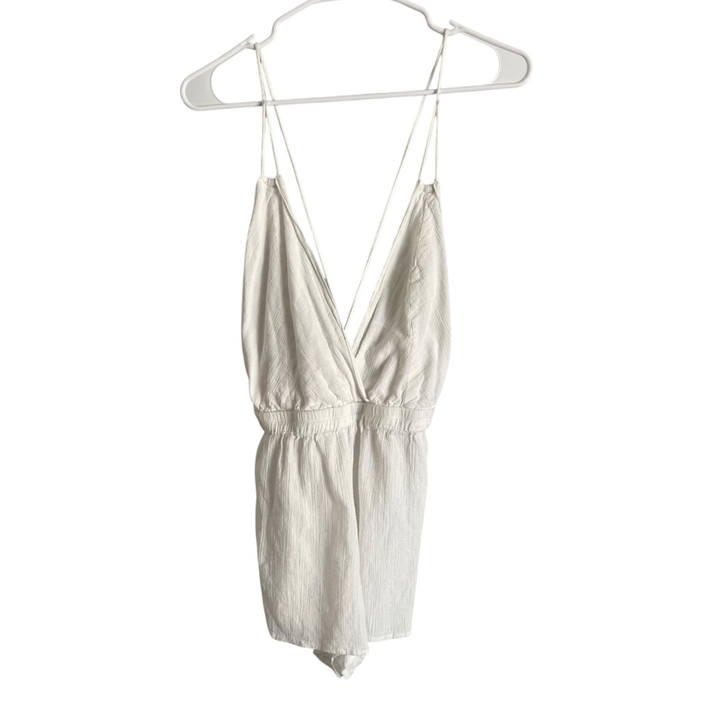 Lulus Headed to the Beach White Strappy Swim Cover-Up Romper Sz M - Picture 2 of 12